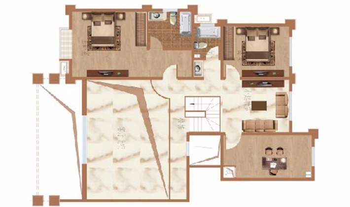 B区1、2号楼复式290平米户型5室3厅4卫1厨