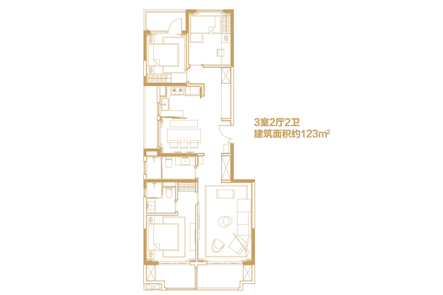123平米3室2厅2卫